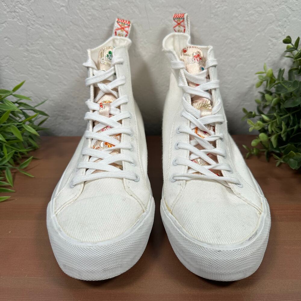 Desigual Women's Casual Heart White High Top Sneakers Size 10 - Picture 3 of 10